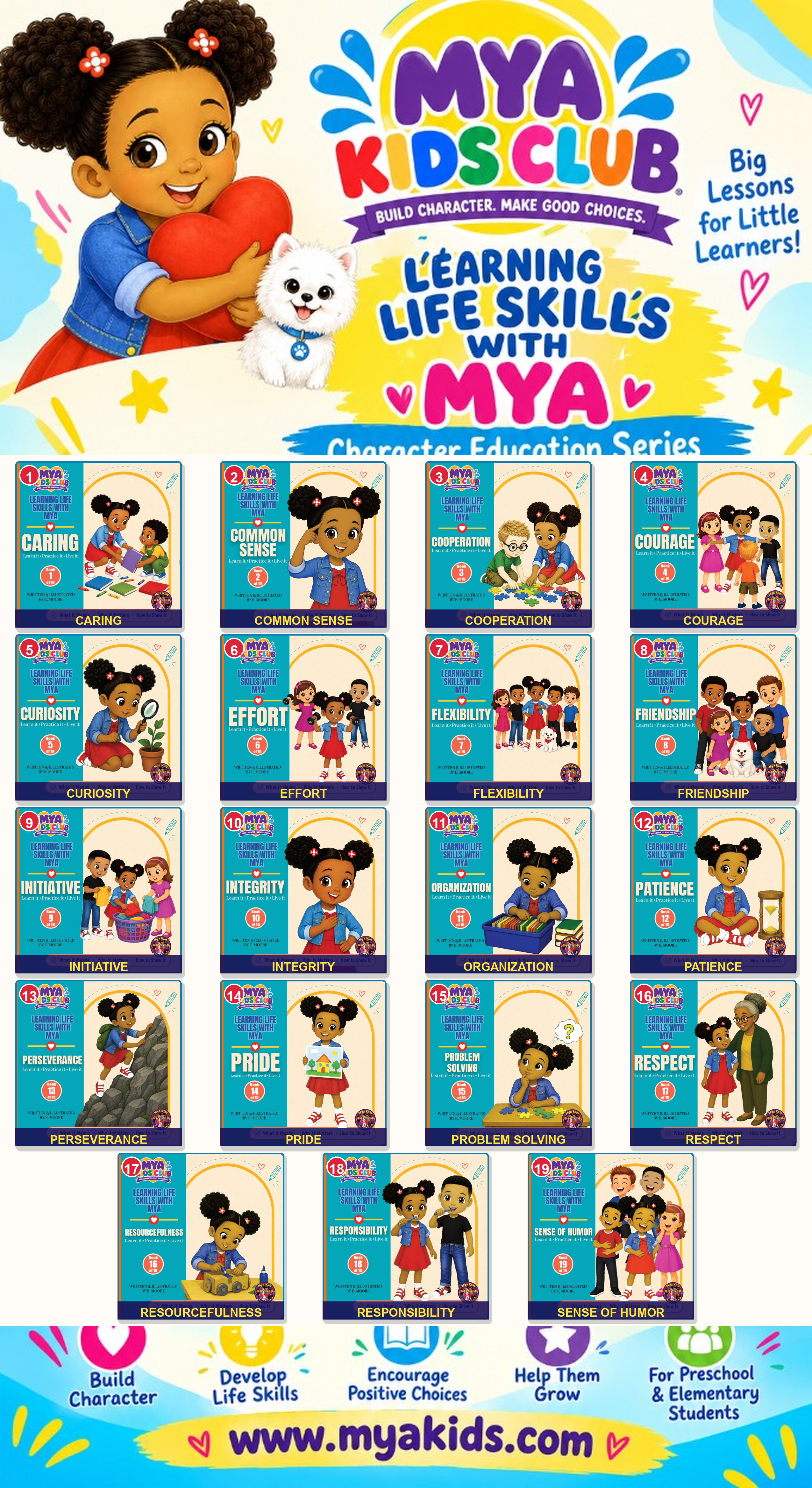 Learning Life Skills with Mya character education series flyer preview
